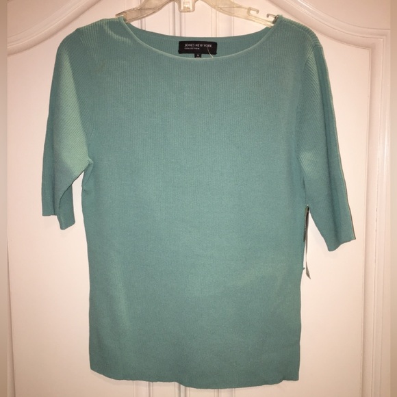 Jones New York Tops - Jones New York Teal Ribbed Knit Top